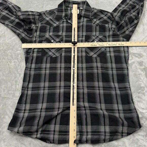 Ely Cattleman Shirt Mens Medium Black Plaid Long Sleeve Snap Button Western Work - Picture 3 of 10